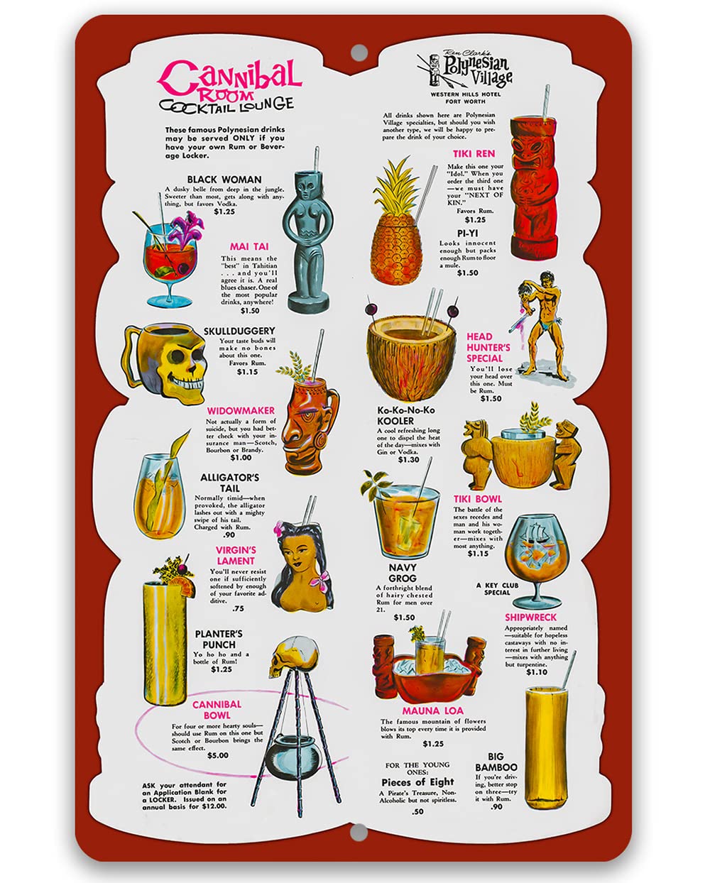 Mens Accessories Style - Menu Minuman Tiki Lounge Cannibal Room