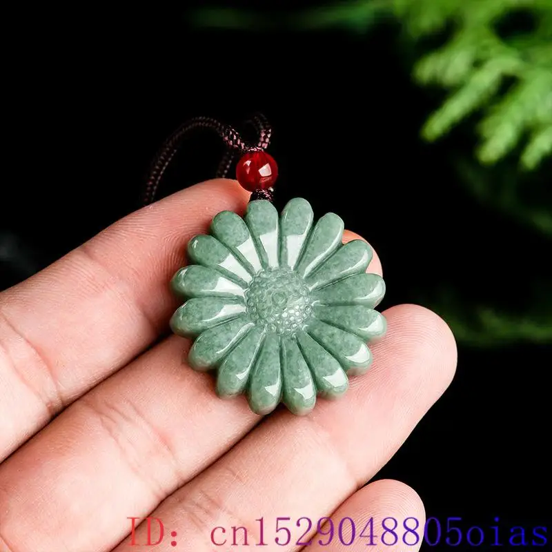 Men Accessories Jewelry - Kalung liontin bunga matahari Jadeite hijau