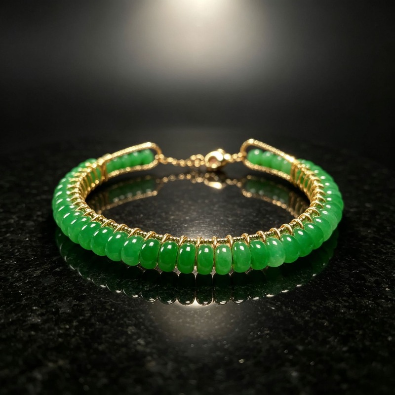 Men Accessories Jewelry - Gelang Manik-Manik Batu Giok Biru Alami,