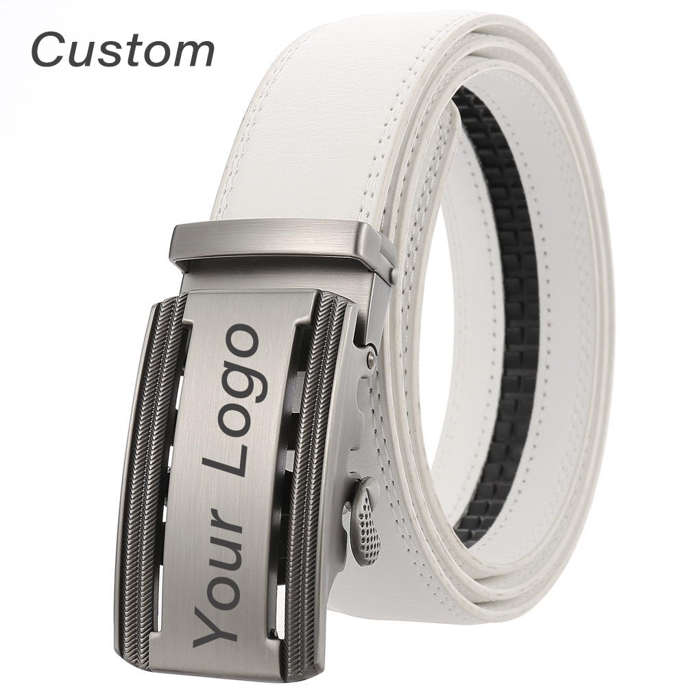 Men Accessories Logo - Sabuk kulit putih pria personalisasi Logo
